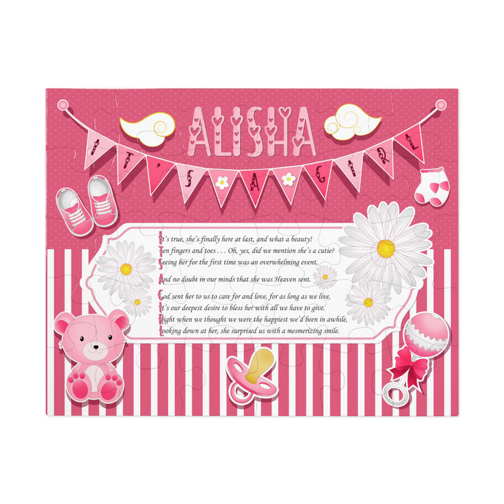 It's a Girl Acrostic Poem Puzzle - Banner and Stripes - Personalized