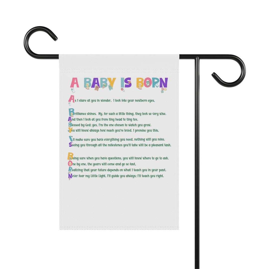 A Baby is Born Acrostic Poem outdoor/Garden Banner