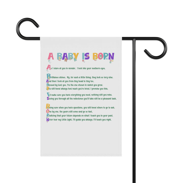 A Baby is Born Acrostic Poem outdoor/Garden Banner