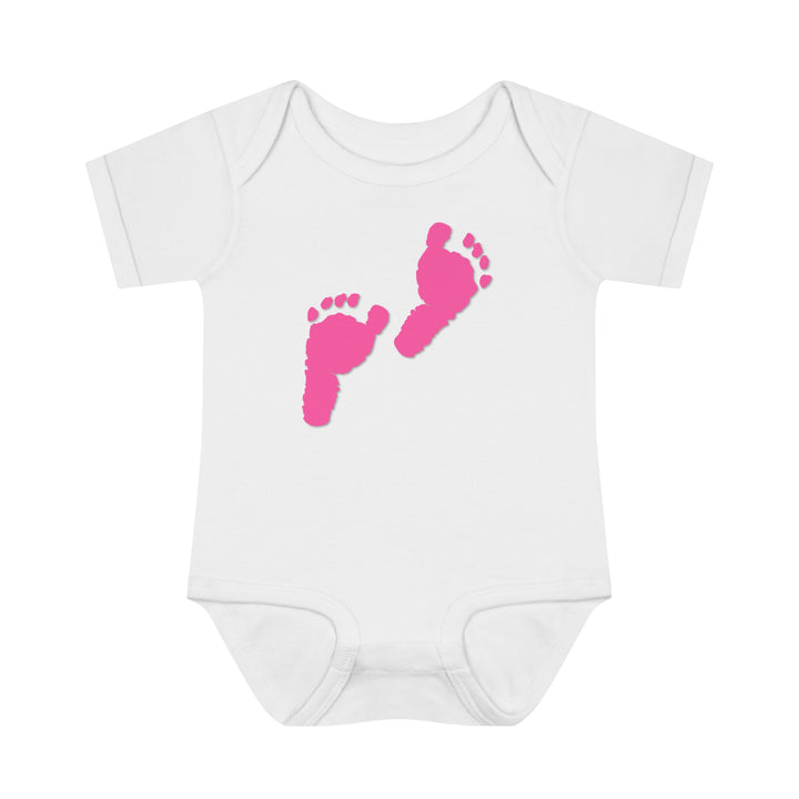 Baby Steps "Baby Feet" Acrostic Poem Bodysuit - Pink Footprints