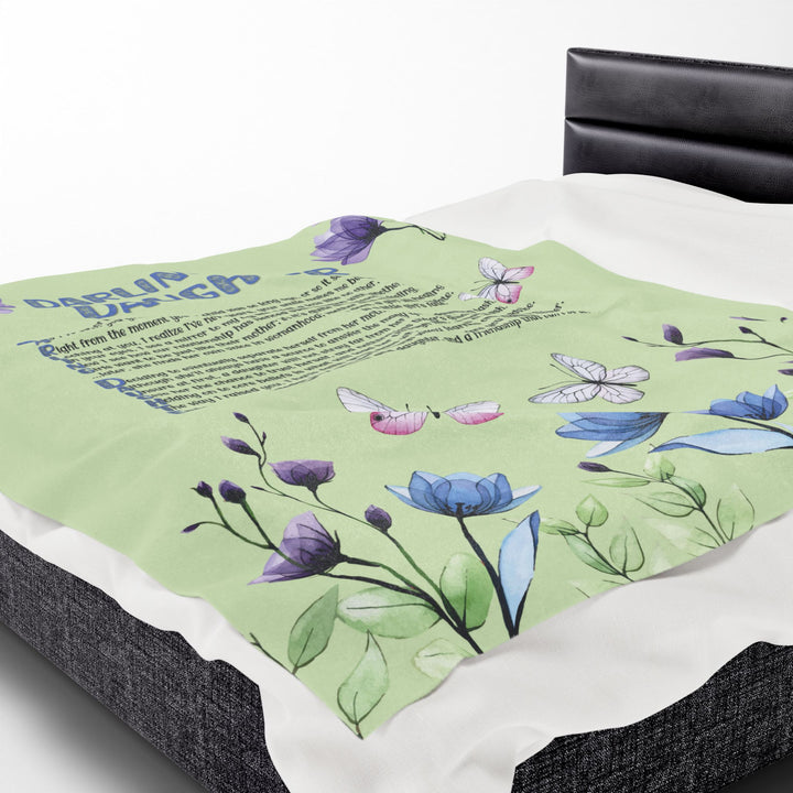 Darling Daughter Acrostic Poem Velveteen Plush Blanket - Floral Design