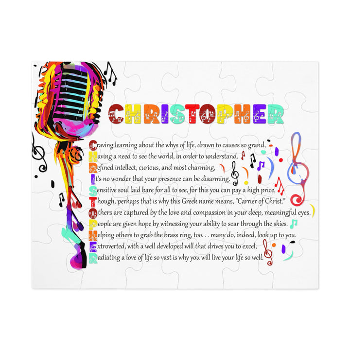 Namesakes Acrostic Name Poem Jigsaw Puzzle - Musical Notes and Mic - Tin Box