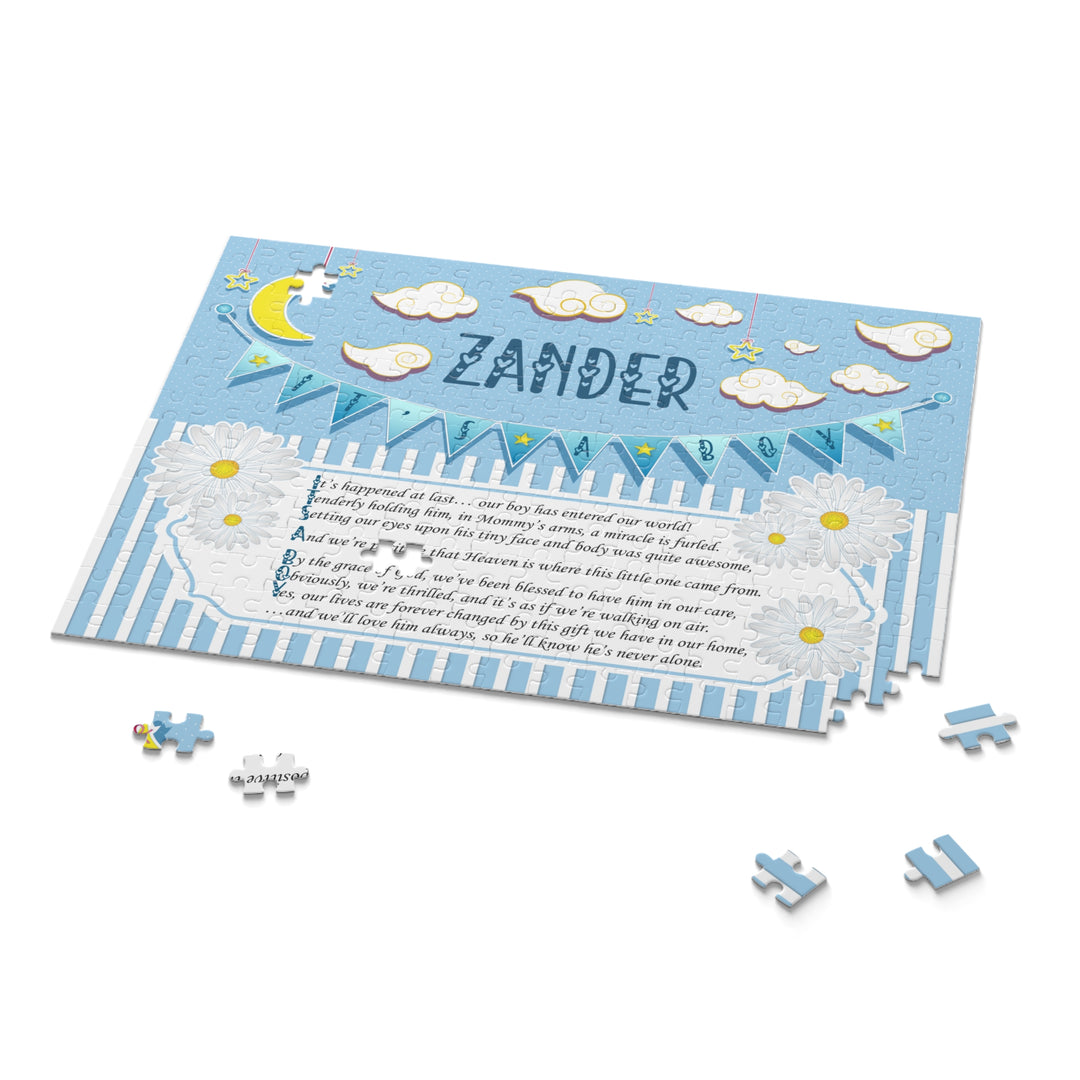 It's a Boy Acrostic Poem Puzzle - Blue-White Stripes Personalized