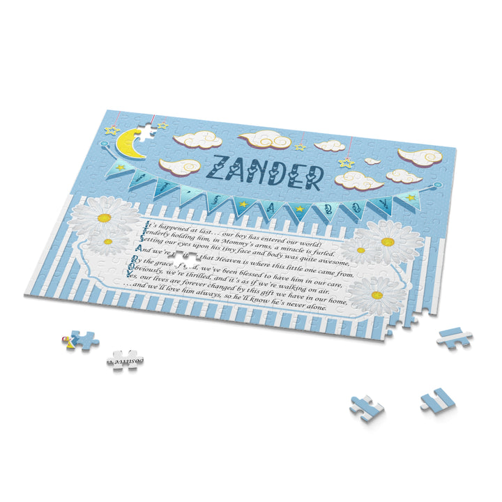 It's a Boy Acrostic Poem Puzzle - Blue-White Stripes Personalized