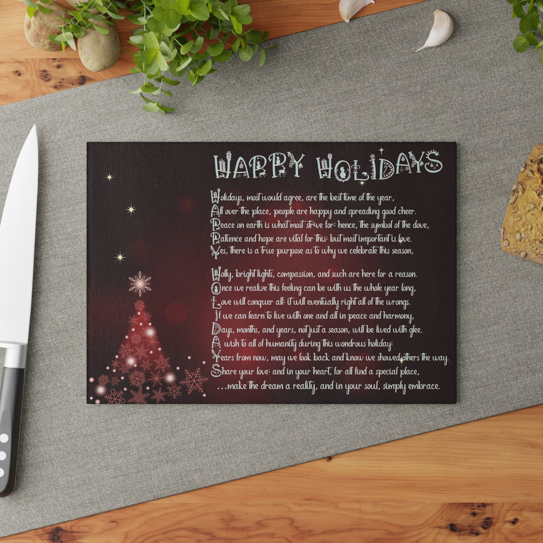 It's Just a Phrase Glass Cutting Board - "Happy Holidays" - 2