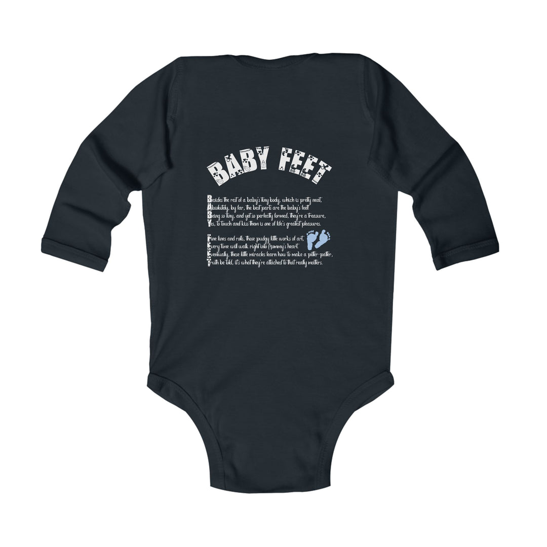 Baby Feet Acrostic Poem Long Sleeve Bodysuit - Blue Footprints