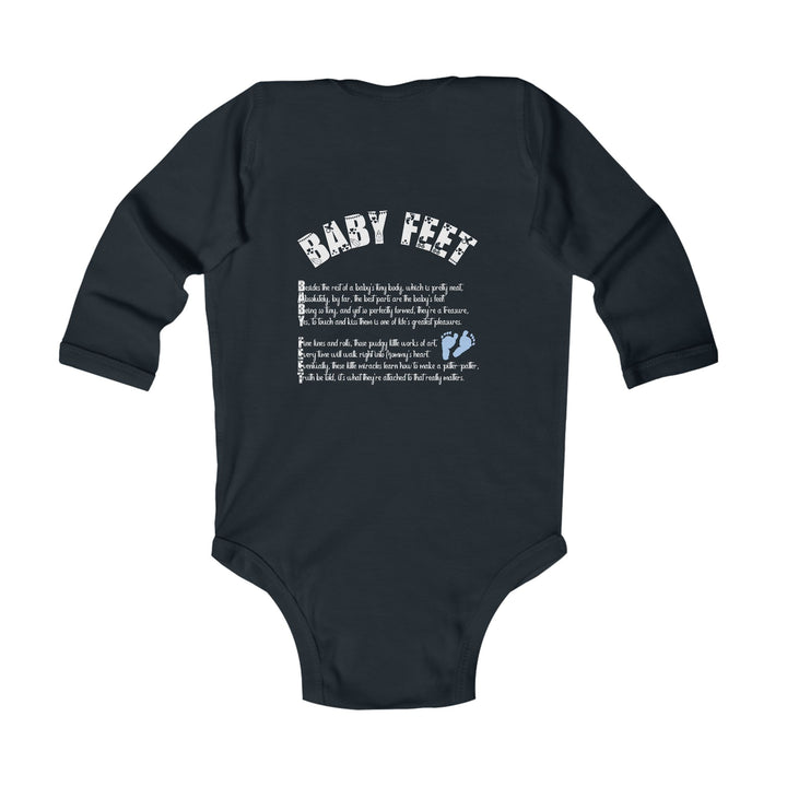 Baby Feet Acrostic Poem Long Sleeve Bodysuit - Blue Footprints