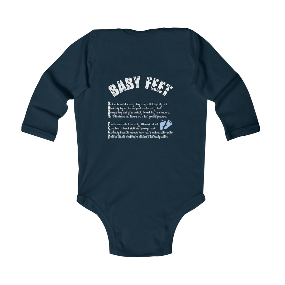 Baby Feet Acrostic Poem Long Sleeve Bodysuit - Blue Footprints
