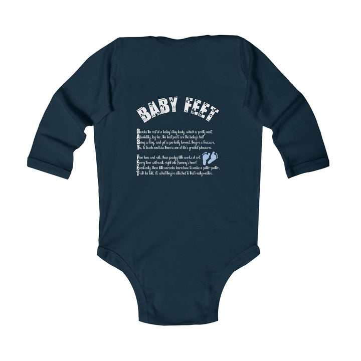 Baby Feet Acrostic Poem Long Sleeve Bodysuit - Blue Footprints