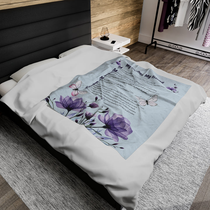 It's Just a Phrase Velveteen Plush Blanket with Acrostic Poem "My Mother, My Friend" - Lovely Flowers Design