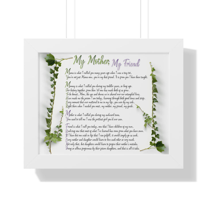 "My Mother, My Friend" Framed Acrostic Poem Print - Soft