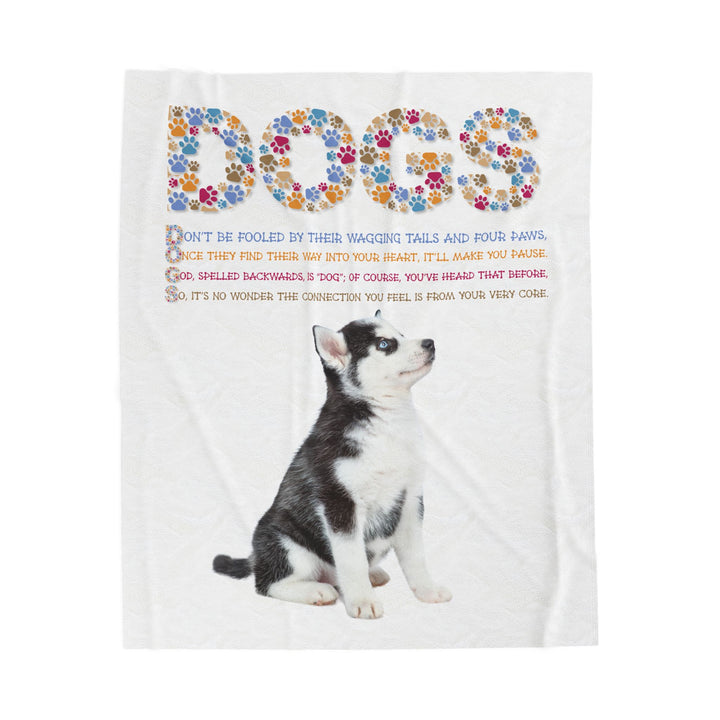 Dogs Acrostic Poem Velveteen Plush Blanket - Siberian Huskie