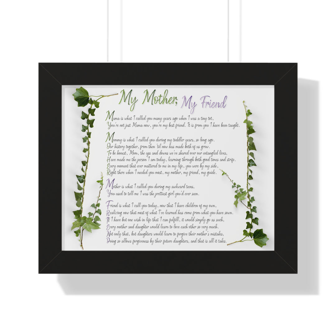It's Just a Phrase "My Mother, My Friend" Framed Acrostic Poem Print