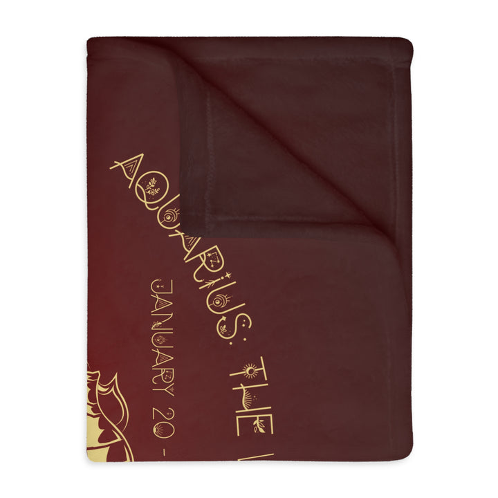 Aquarius Acrostic Poem Velveteen Microfiber Blanket (Two-sided print)