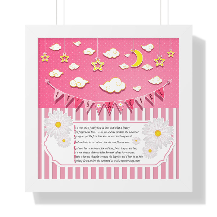 Baby Steps "It's a Girl" Framed Print - Pink Stripes -No Personalization