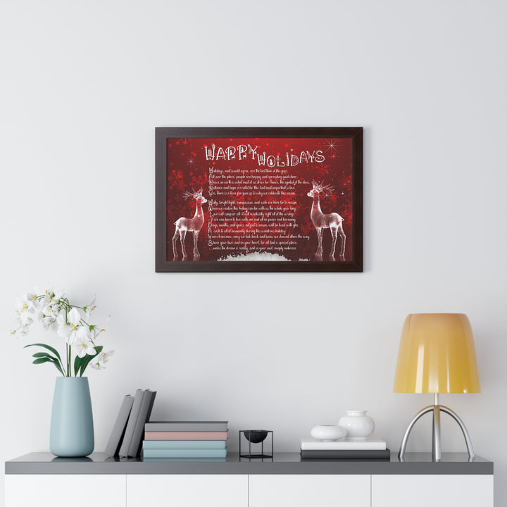 It's Just a Phrase "Happy Holidays" Framed Horizontal Acrostic Poem Poster