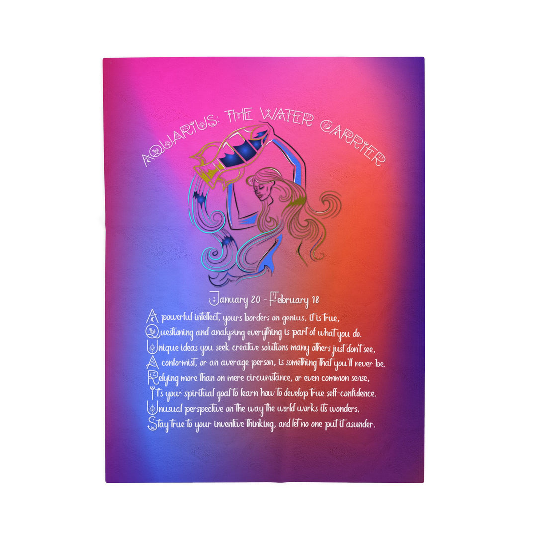 Aquarius Acrostic Poem Velveteen Plush Blanket - Colored