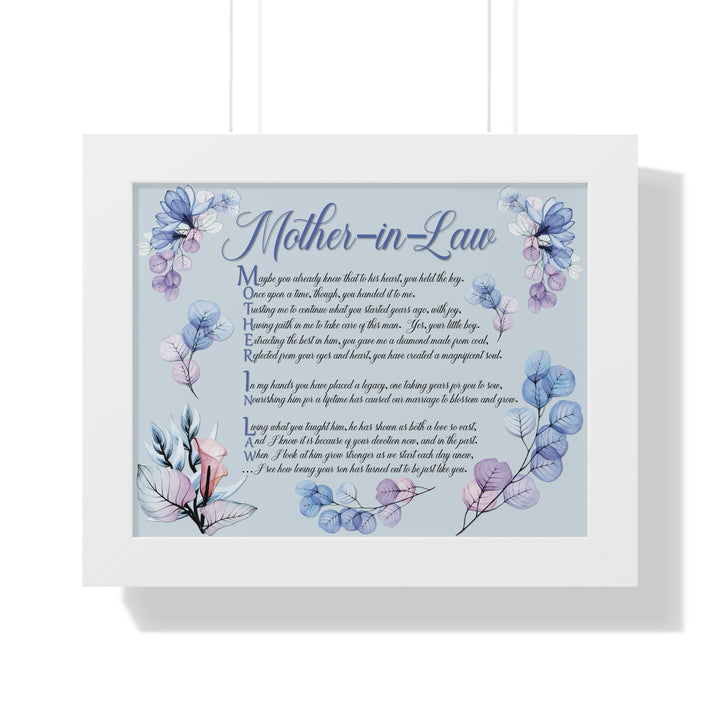 Framed Print - Acrostic Poem "Mother-in-Law" Floral Design