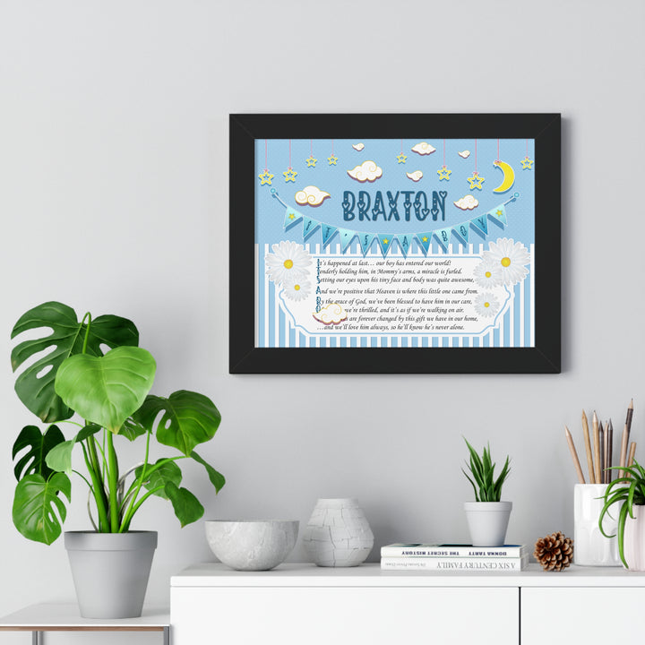 Baby Steps "It's a Boy" Framed Print Collection - Blue Stripes - Personalized