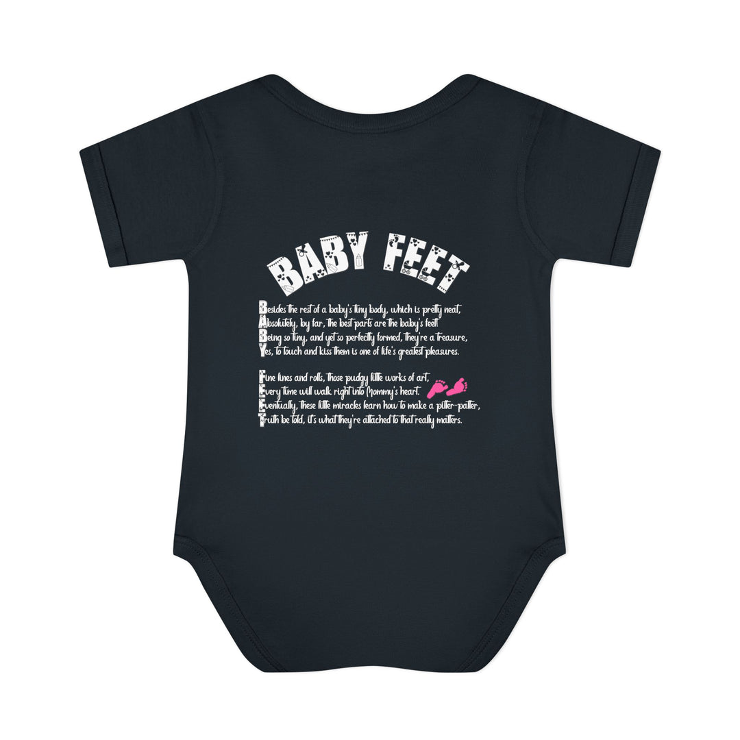 Baby Steps "Baby Feet" Acrostic Poem Bodysuit - Pink Footprints