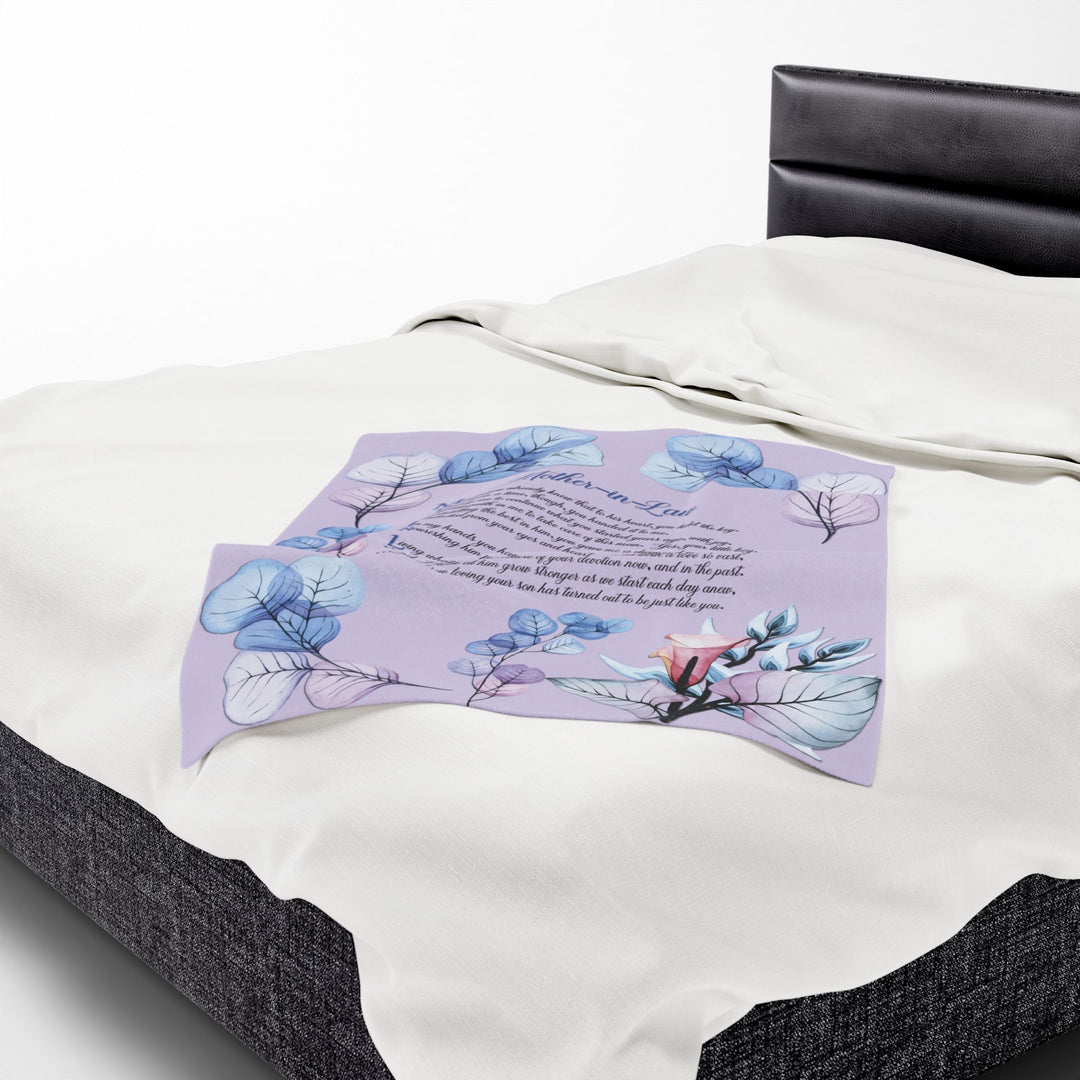 Mother-in-Law Acrostic Poem Velveteen Plush Blanket - Transparent Flowers