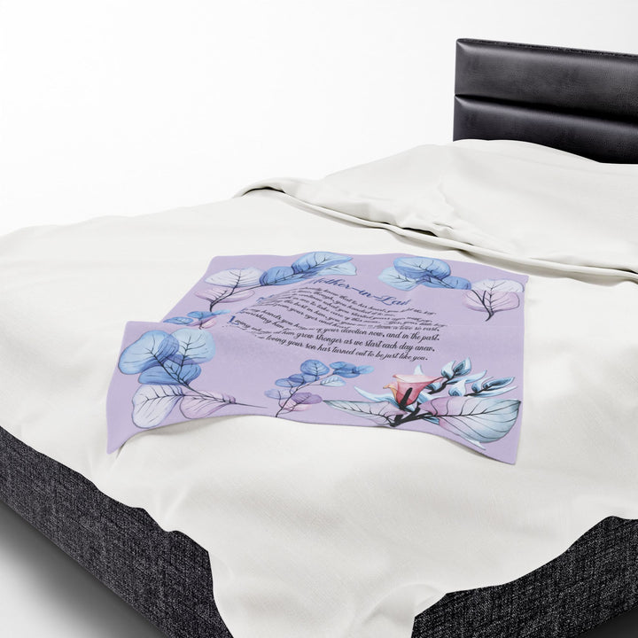 Mother-in-Law Acrostic Poem Velveteen Plush Blanket - Transparent Flowers