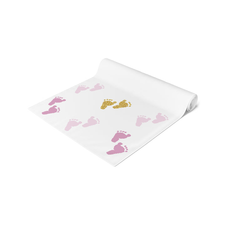 “Baby Feet” Table Runner - Pink-Gold - No Personalization