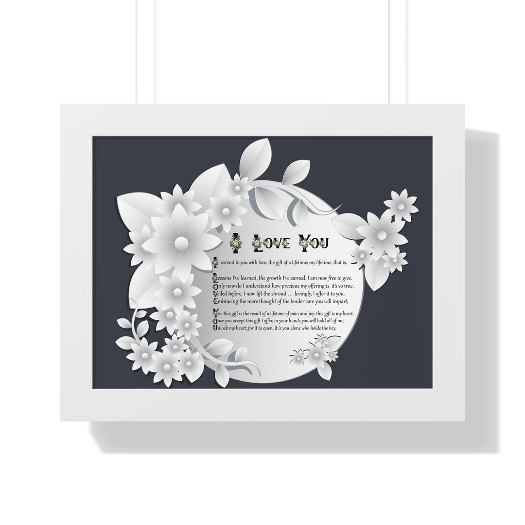 It's Just a Phrase "I Love You" Framed Acrostic Poem Print- Floral