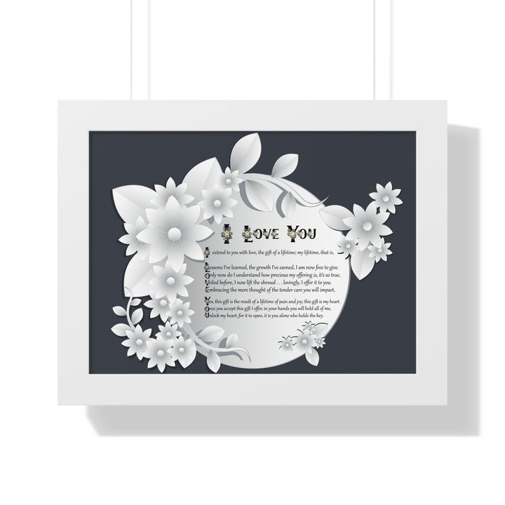 It's Just a Phrase "I Love You" Framed Acrostic Poem Print- Floral