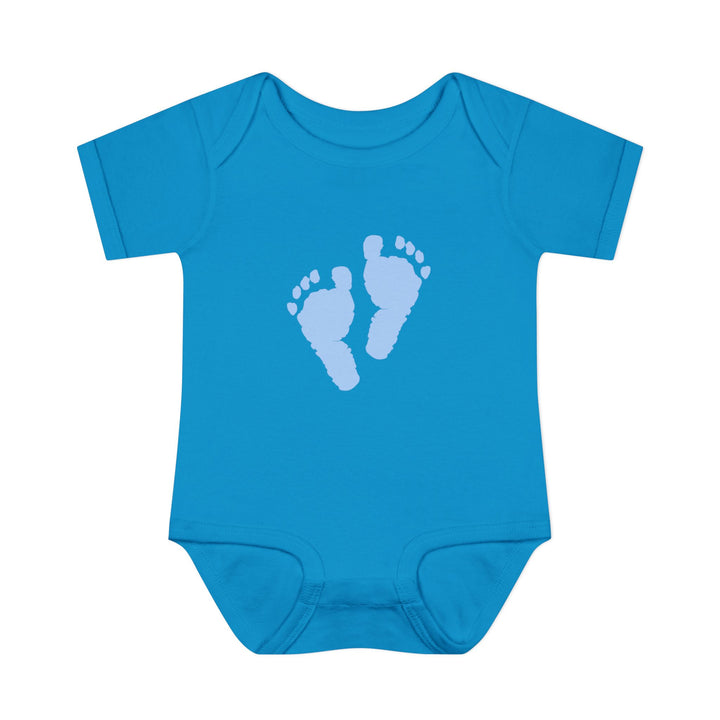 Baby Feet Acrostic Poem Baby Bodysuit - Blue Footprints