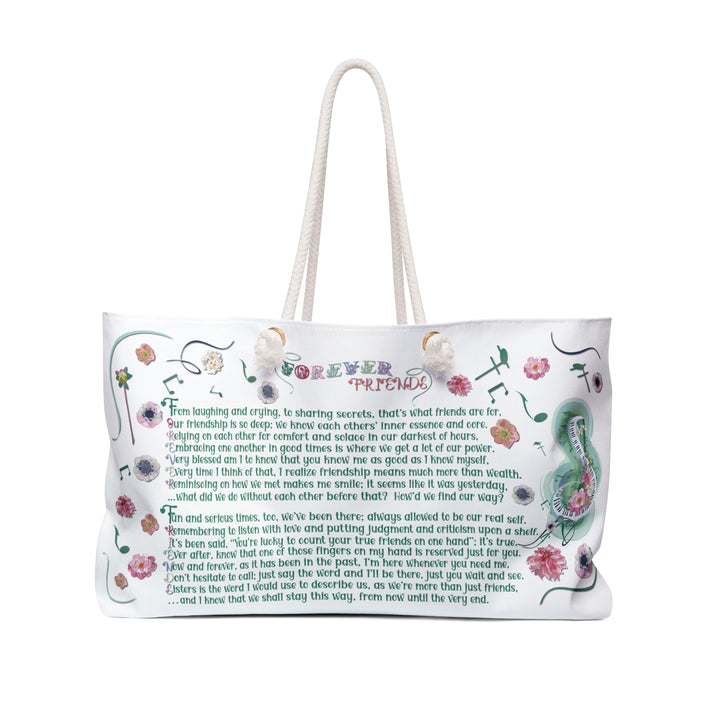 "Forever Friends" Acrostic Poem Tote Bag - Musical Notes-Flowers - Personalized