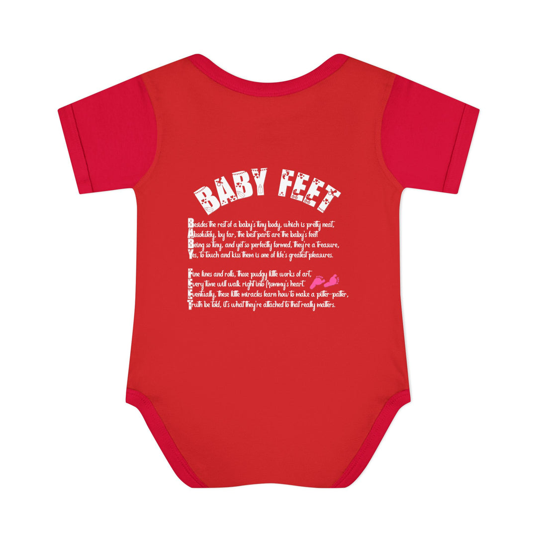 Baby Steps "Baby Feet" Acrostic Poem Bodysuit - Pink Footprints