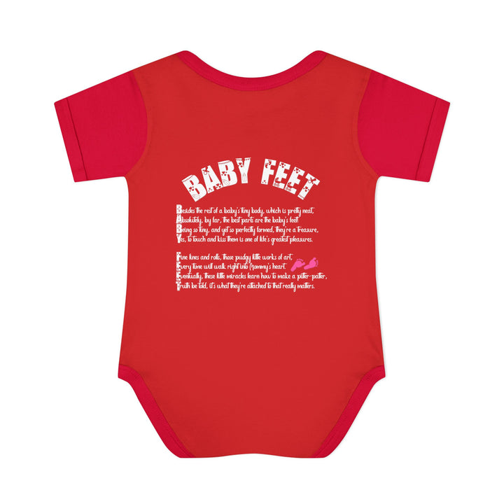 Baby Steps "Baby Feet" Acrostic Poem Bodysuit - Pink Footprints
