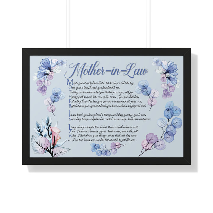 "My Mother, My Friend" Framed Acrostic Poem Print - Translucent Flower