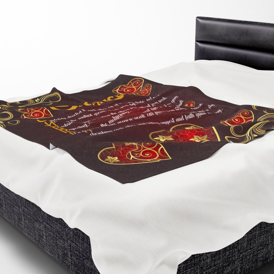 Cherish Acrostic Poem Velveteen Plush Blanket - Hearts