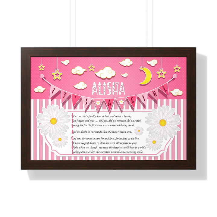 Baby Steps Framed Print Collection - Pink Stripes - "It's a Girl" Personalized