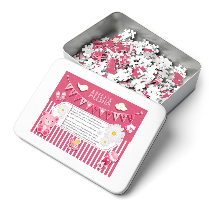 It's a Girl Acrostic Poem Puzzle - Banner and Stripes - Personalized