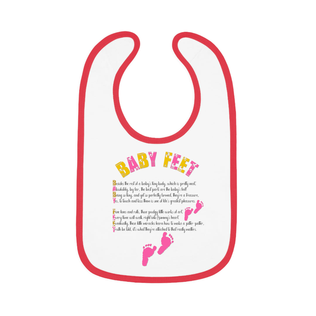 "Baby Feet" Acrostic Poem  Contrast Trim Jersey Bib - Pink Footprints