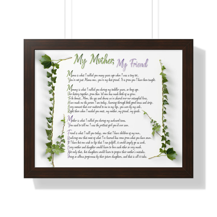 "My Mother, My Friend" Framed Acrostic Poem Print - Soft