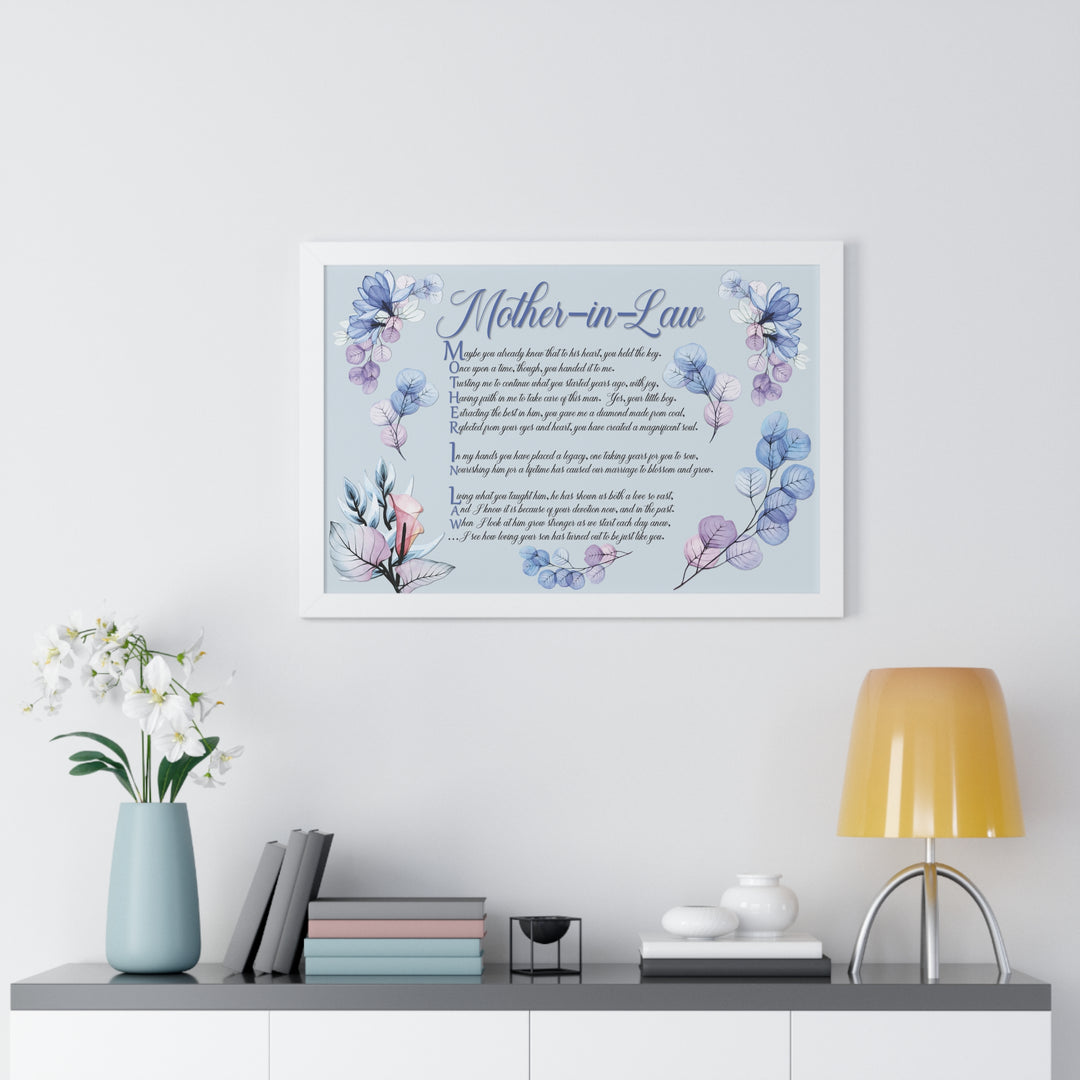 "My Mother, My Friend" Framed Acrostic Poem Print - Translucent Flower