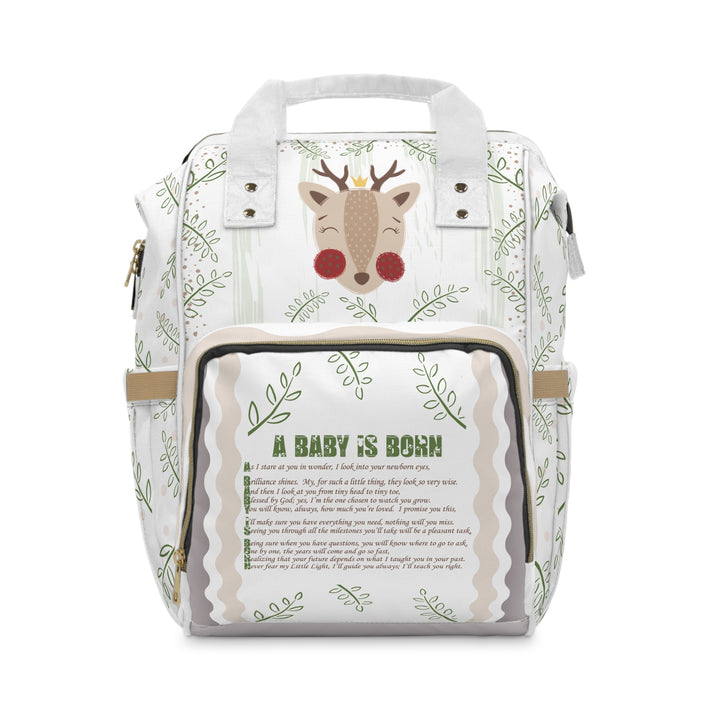 A Baby Is Born Acrostic Poem Multifunctional Diaper Backpack - Deer - No Personalization