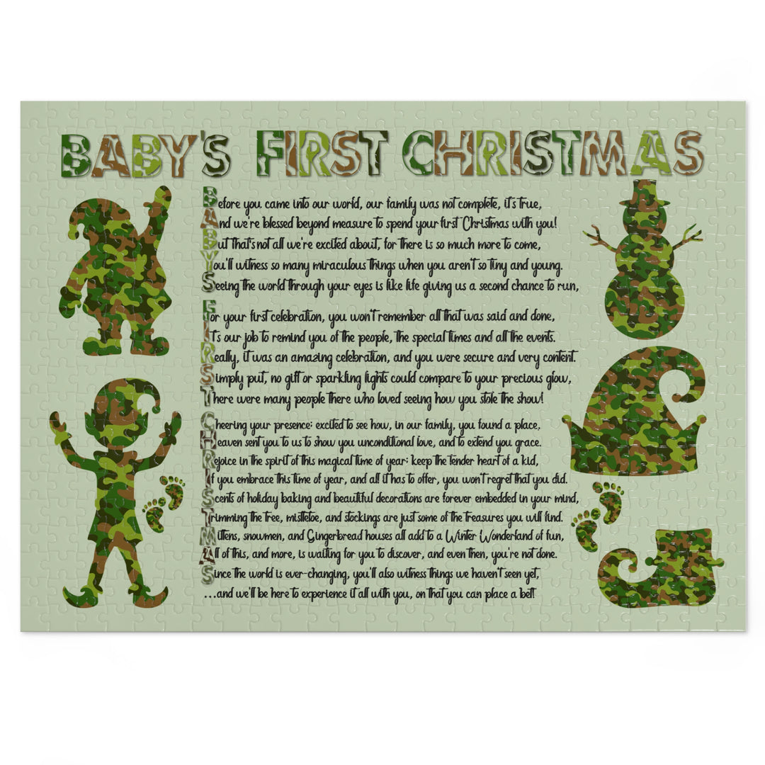 Baby's First Christmas Acrostic Poem Puzzle - Camo - Tin Box