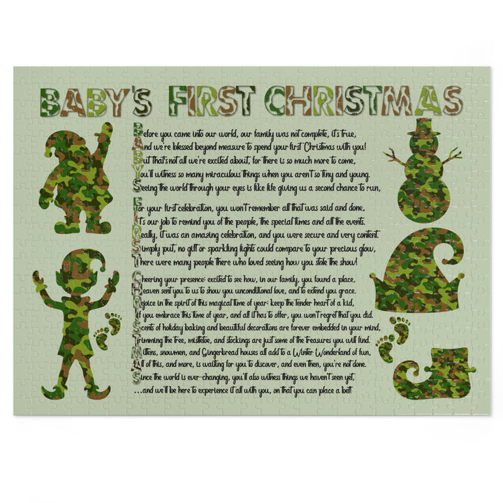 Baby's First Christmas Acrostic Poem Puzzle - Camo - Tin Box