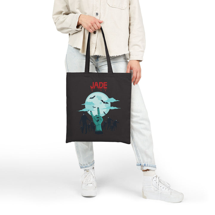 Happy Halloween Canvas Candy Tote Bag - Zombie - Personalized