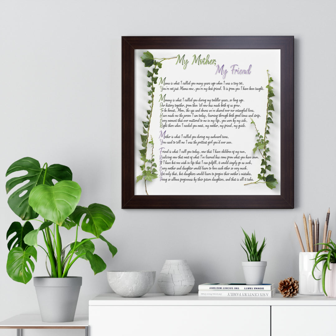 "My Mother, My Friend" Framed Acrostic Poem Print - Soft