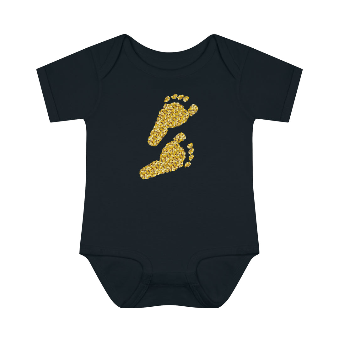 Baby Steps "Baby Feet" Acrostic Poem Bodysuit - Glitter Footprints