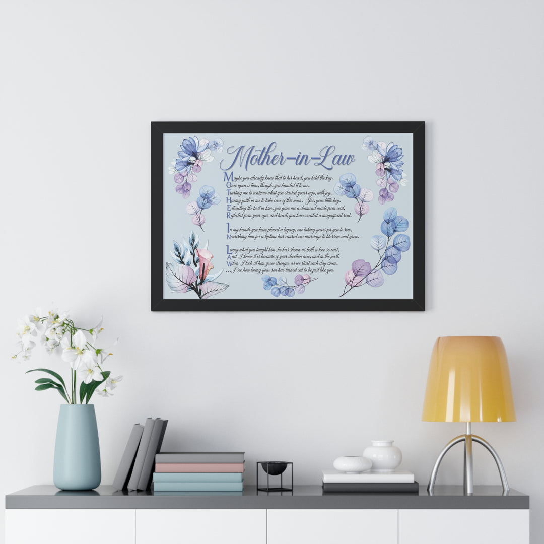 "My Mother, My Friend" Framed Acrostic Poem Print - Translucent Flower
