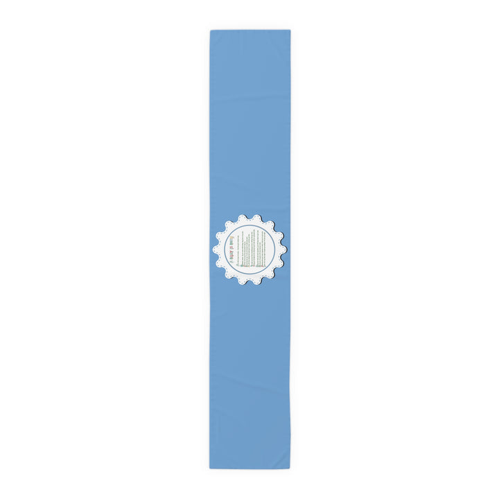 “A Baby is Born” Table Runner - Baby Items Font - Blue - No Personalization