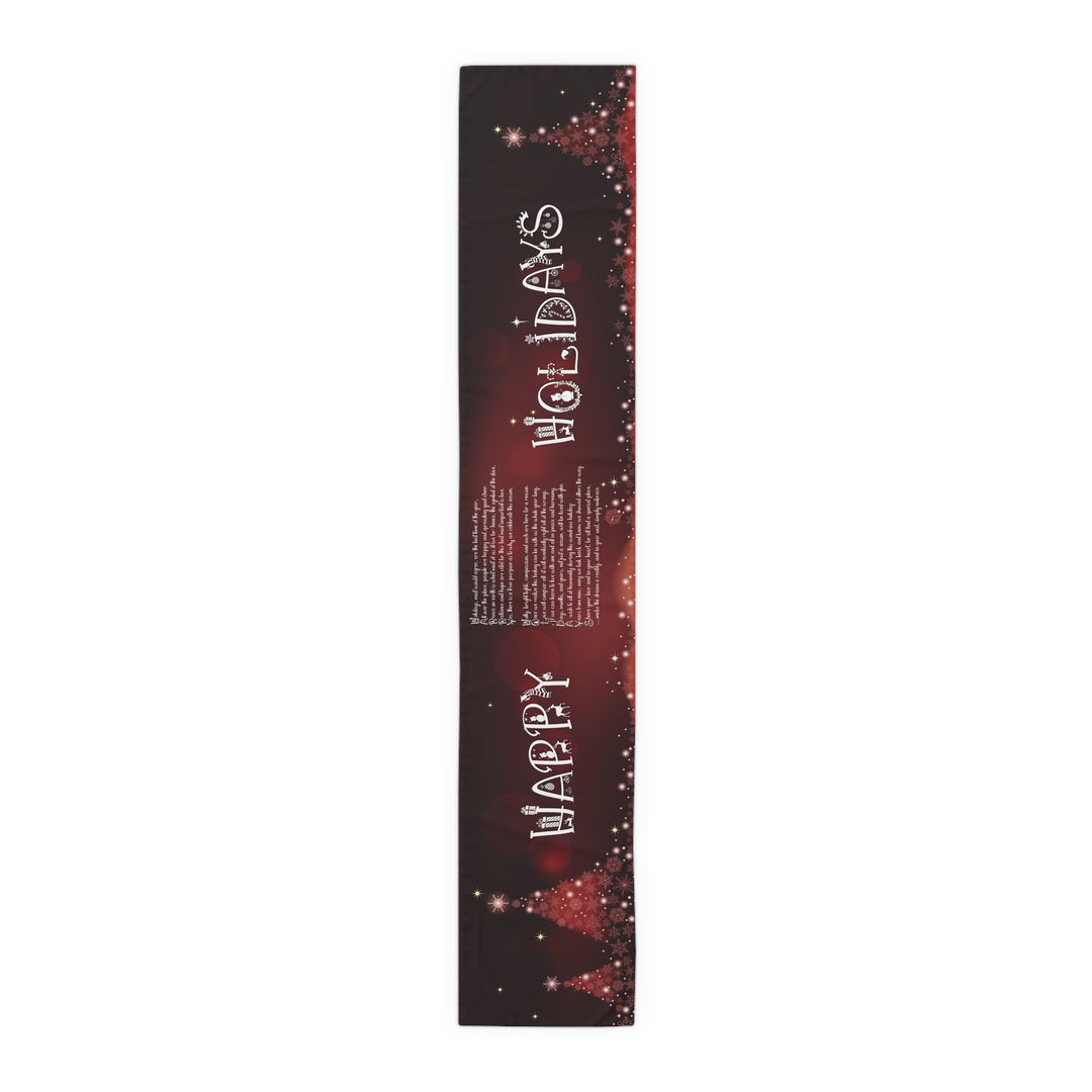Happy Holidays Acrostic Poem Table Runner - Burgandy