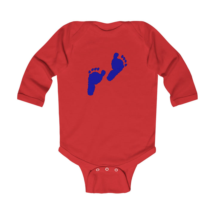 Baby Feet Acrostic Poem Long Sleeve Bodysuit - Blue Footprints